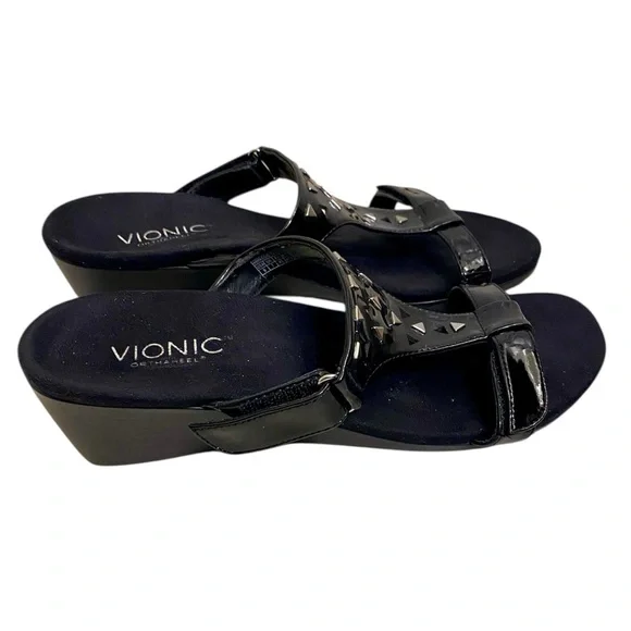 VIONIC MAGGIE WEDGE SANDALS ADJUSTABLE COMFORT SHOES VIONIC ORTHOTIC SHOES SZ 9 - Picture 2 of 12